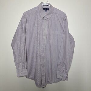 Paul Fredrick Dress Shirt Mens 16-34 Purple White Striped 100% Cotton